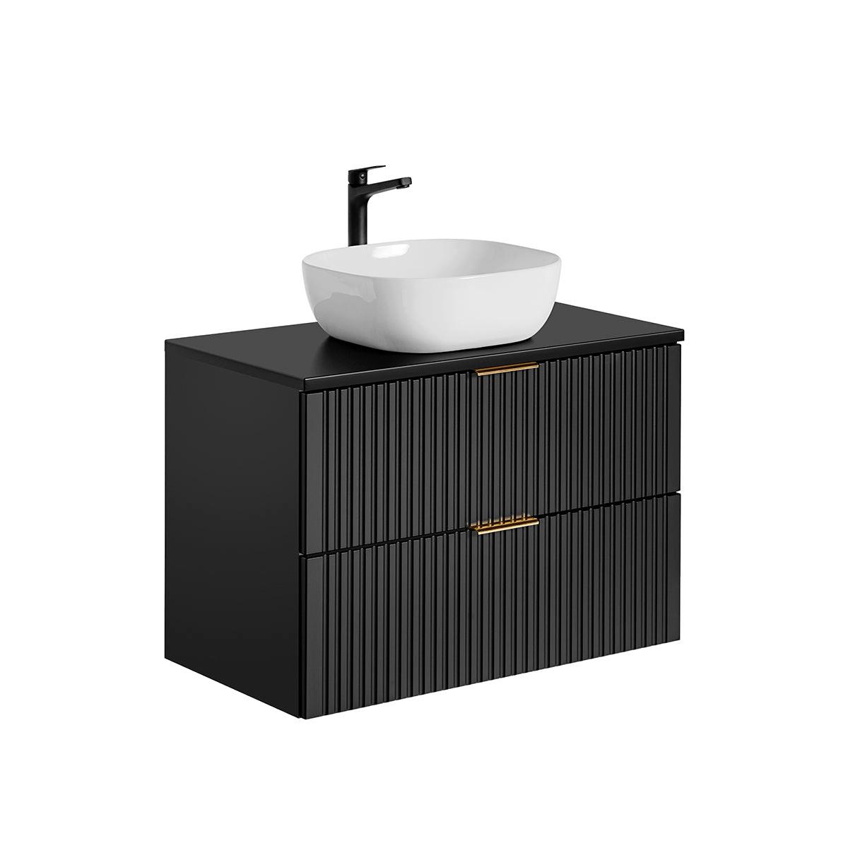 WASCHTISCH 80.6cm Adriel Mattschwarz - Schwarz, Holzwerkstoff (80.6/59/46cm) - Petits-meubles