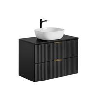 WASCHTISCH 80.6cm Adriel Mattschwarz - Schwarz, Holzwerkstoff (80.6/59/46cm) - Petits-meubles