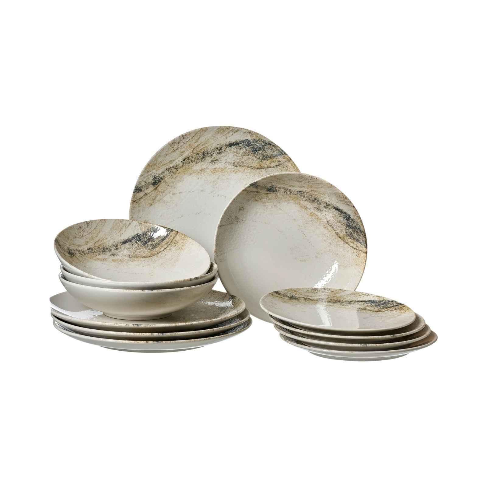TELLER-SET Arezzo braun 12-tlg. - Braun, Keramik (2/2/2cm) - Ritzenhoff Breker