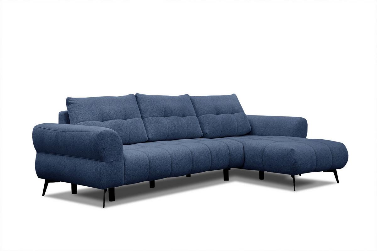 ECKSOFA SALVINI 4-Sitzer, dunkelblau - Schwarz/Dunkelblau, Holzwerkstoff/Textil (292/158cm) - Wozimo