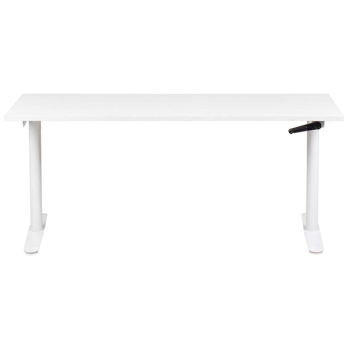 SCHREIBTISCH weiß 160/72 cm manuell höhenverstellbar Destin IV - Weiß, Holz (72/160/74cm) - Beliani