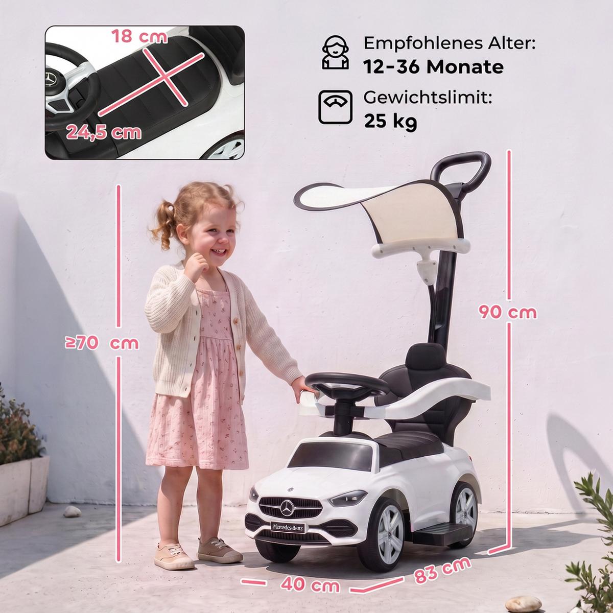 RUTSCHAUTO Stahl Weiß - Weiß, Kunststoff (83/40/90cm) - AIYAPLAY
