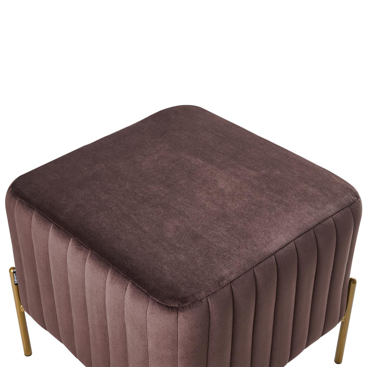 HOCKER Samtstoff Dunkelbraun Utah - Goldfarben/Braun, Textil (47/43/47cm) - Beliani