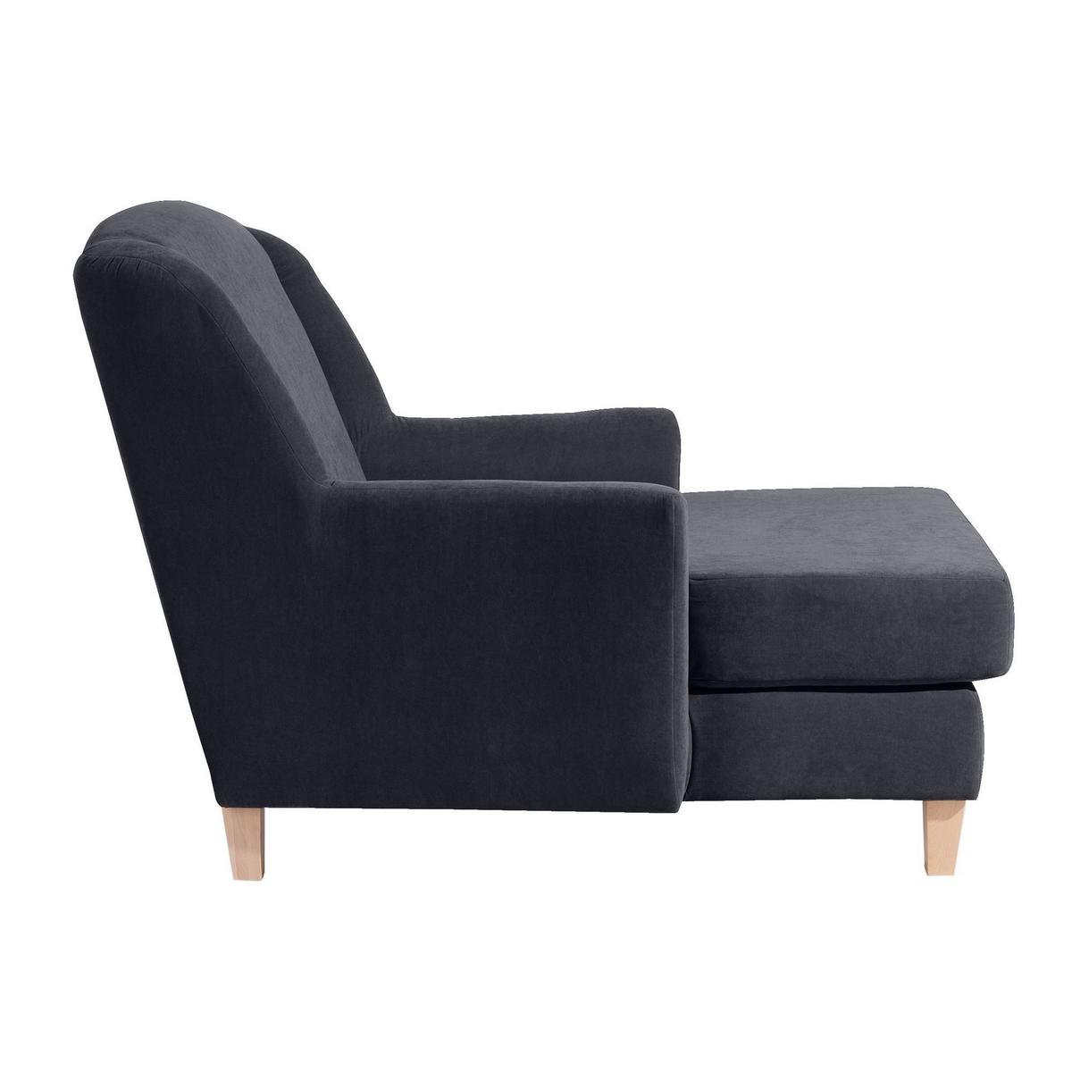 SESSEL XXL Karil Bezug Veloursstoff Buche natur / anthrazit - Anthrazit, Kunststoff (136/107/142cm) - 58aufmkessel