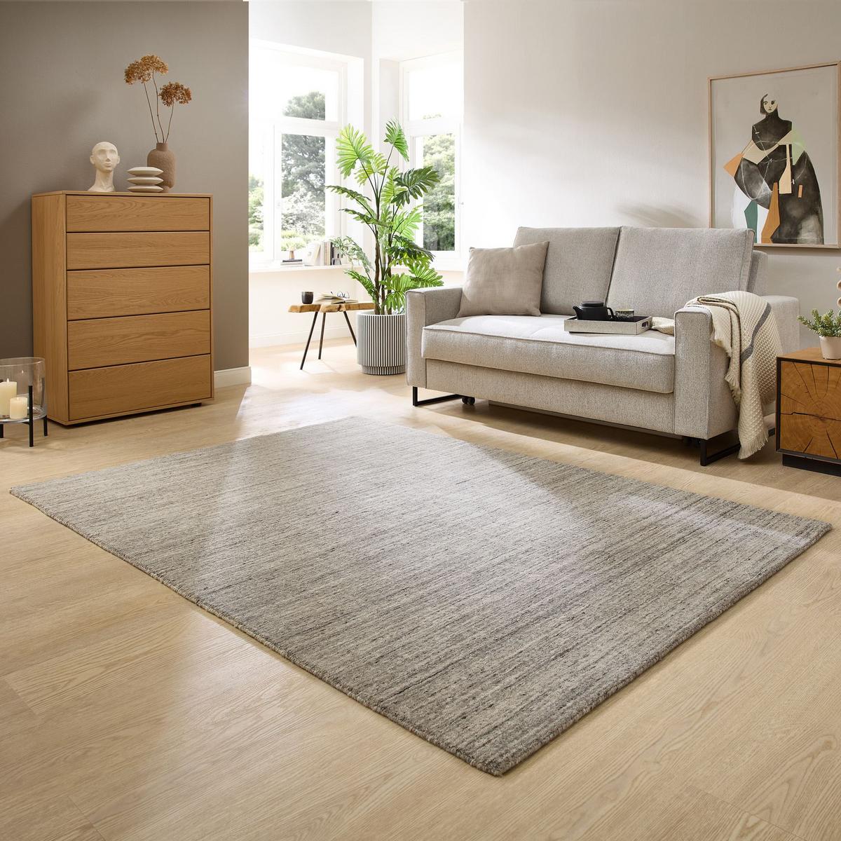 HANDWEBTEPPICH Pure 60x90 cm - Grau, Textil (60/90cm) - THEKO