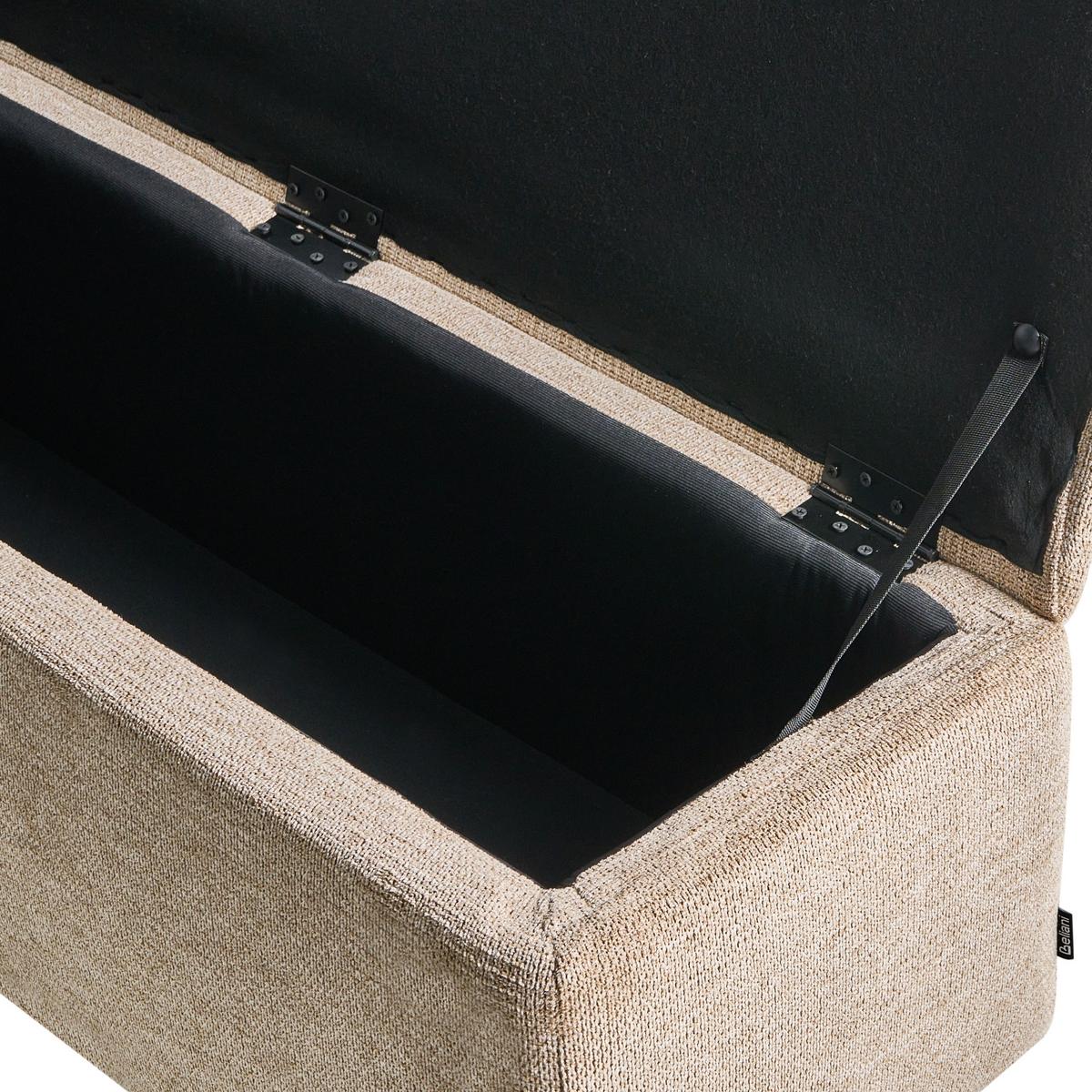 POLSTERBANK mit Stauraum Stoff Beige Salida - Beige/Braun, Holz/Textil (115/54/39cm) - Beliani