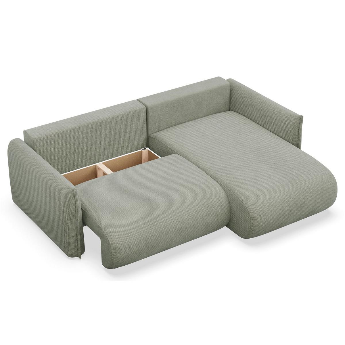 ECKSOFA Cushi Salbeigrün-Chenille - Schwarz/Hellgrün, Kunststoff/Textil (183/252cm) - Selsey