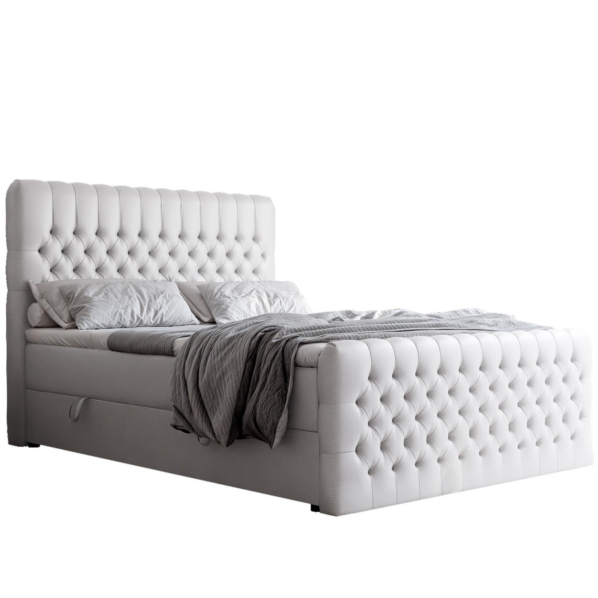 BOXBETT 140x200 cm mit Topper - Weiß, Holzwerkstoff/Textil (140/200cm) - Idohome