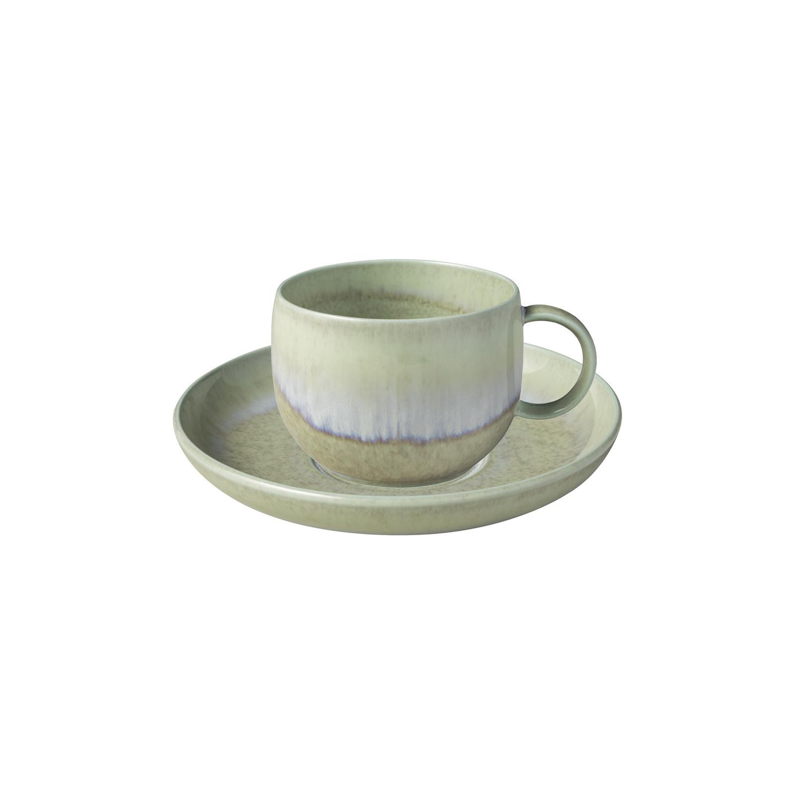 KAFFEETASSE MIT UNTERTASSE Perlemor Alga grün 190 ml - Grün, Keramik (16.1/9.4/16.1cm) - like.Villeroy & Boch