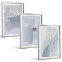 BILDER SET 3er Set - 40x60 cm Silberner Rahmen - Abstrakte Aquarellkunst - Silberfarben, Kunststoff (40/60cm) - TULUP