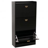 SCHUHSCHRANK 3 KLAPPEN Schwarz - Schwarz, Holzwerkstoff (60/117/24cm) - MCW