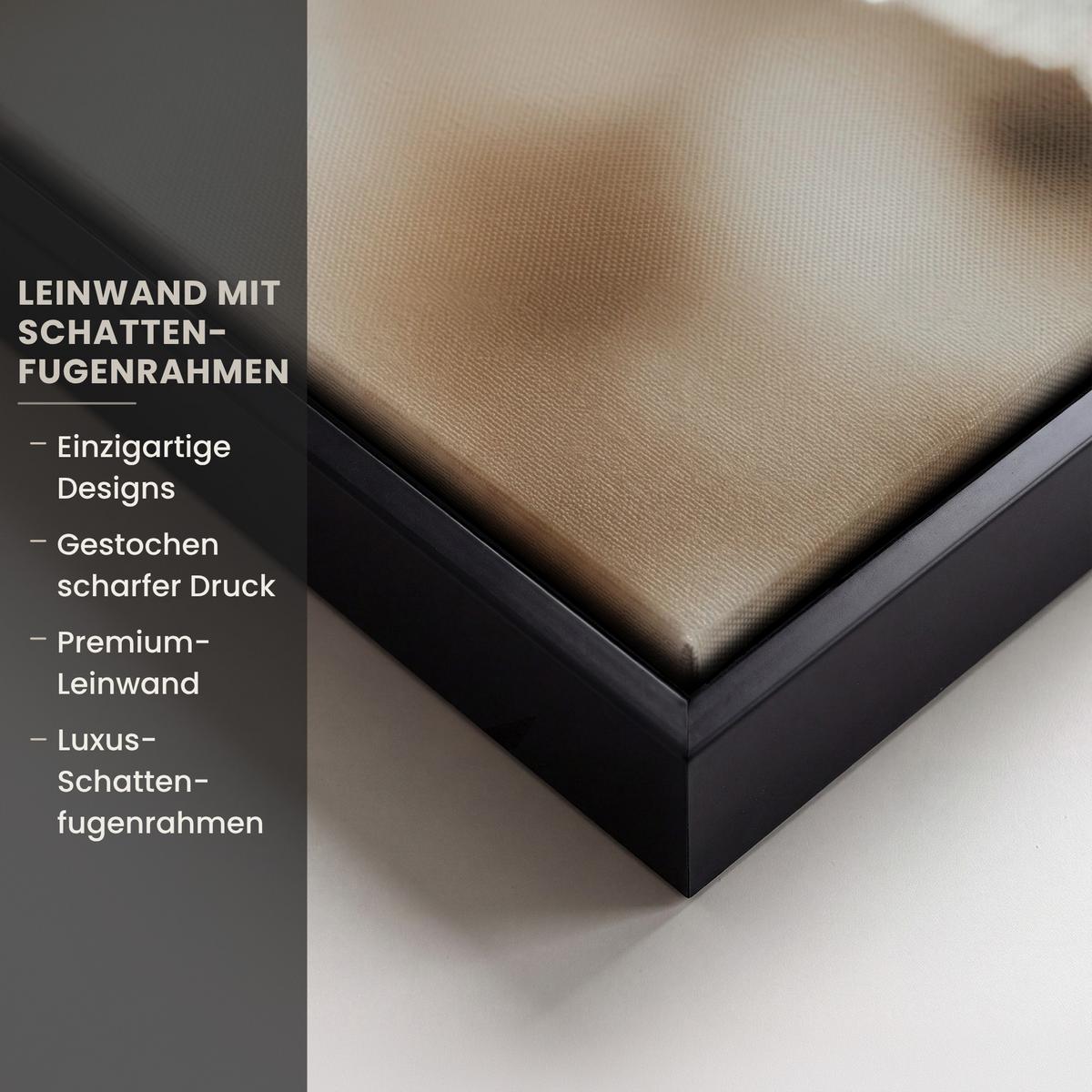 LEINWAND Bilder mit Rahmen - Blumen - Winter - Weiß - Schnee - Beige - 60x40 - Creme, Textil (60/40cm) - MuchoWow