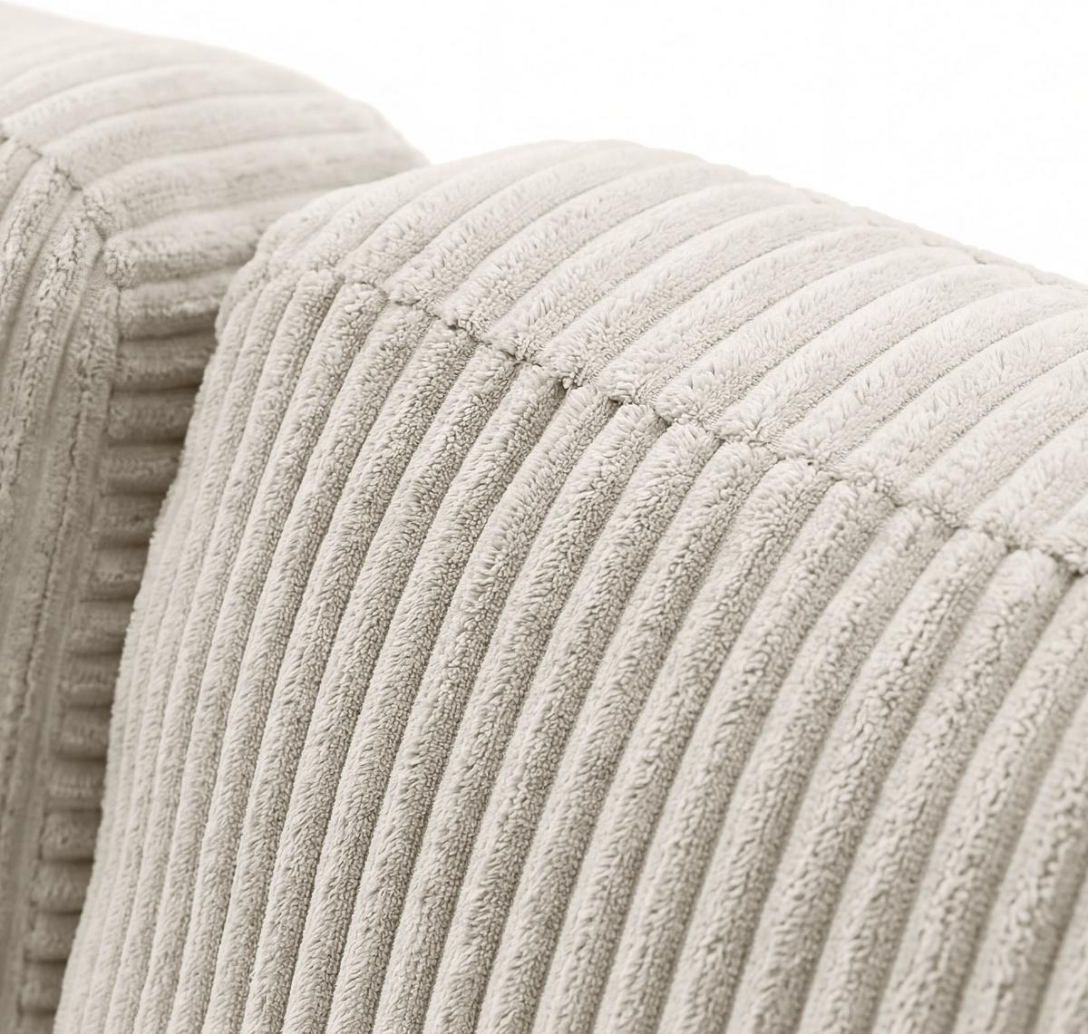 ECKSOFA Cora mit Schlaffunktion & Stauraum, Universell Rechts/Links, Creme Cord Chenille 260/82/160 cm - Creme/Schwarz, Kunststoff/Textil (250/160cm) - WFL GROUP