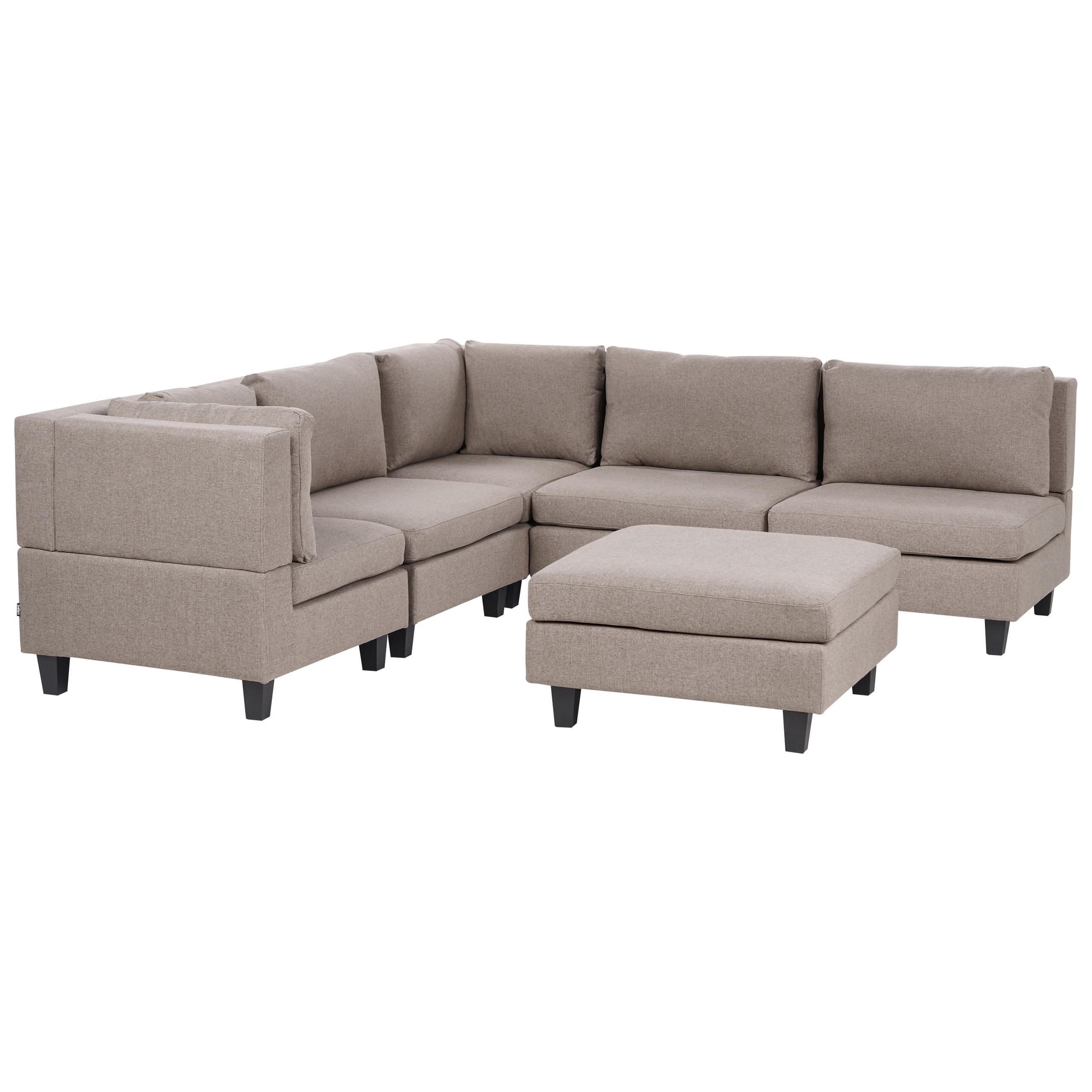 ECKFSOFA Modul 5-Sitzer rechtsseitig Braun Stoff mit Ottomane Unstad - Schwarz/Braun, Textil (228/228cm) - Beliani