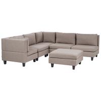 ECKFSOFA Modul 5-Sitzer rechtsseitig Braun Stoff mit Ottomane Unstad - Schwarz/Braun, Textil (228/228cm) - Beliani