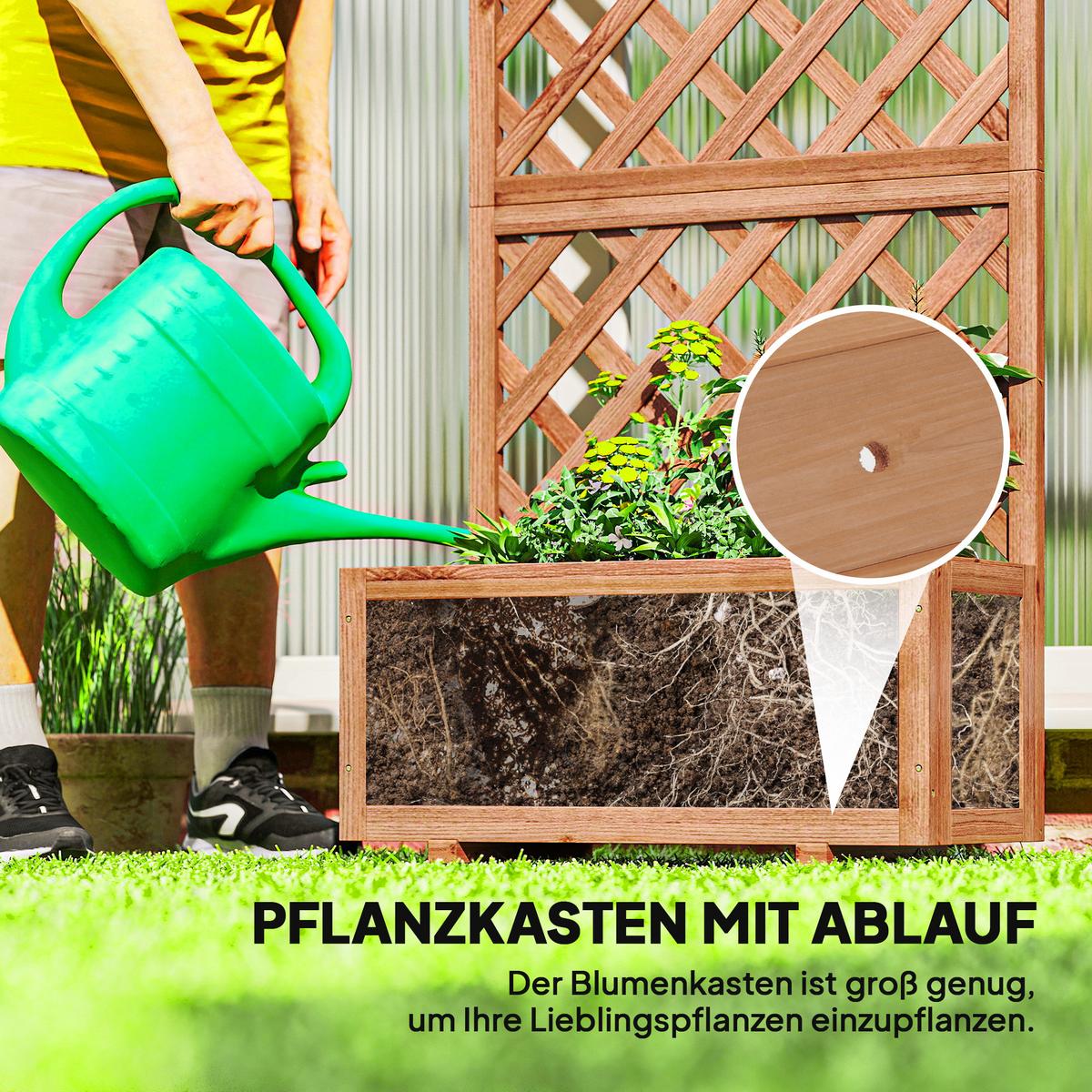 HOCHBEET Pflanzkasten mit Rankgitter, für Kletterpflanzen, Tannenholz, Orange - Fichtefarben, Holz (31.5/149.5/72.5cm) - Outsunny