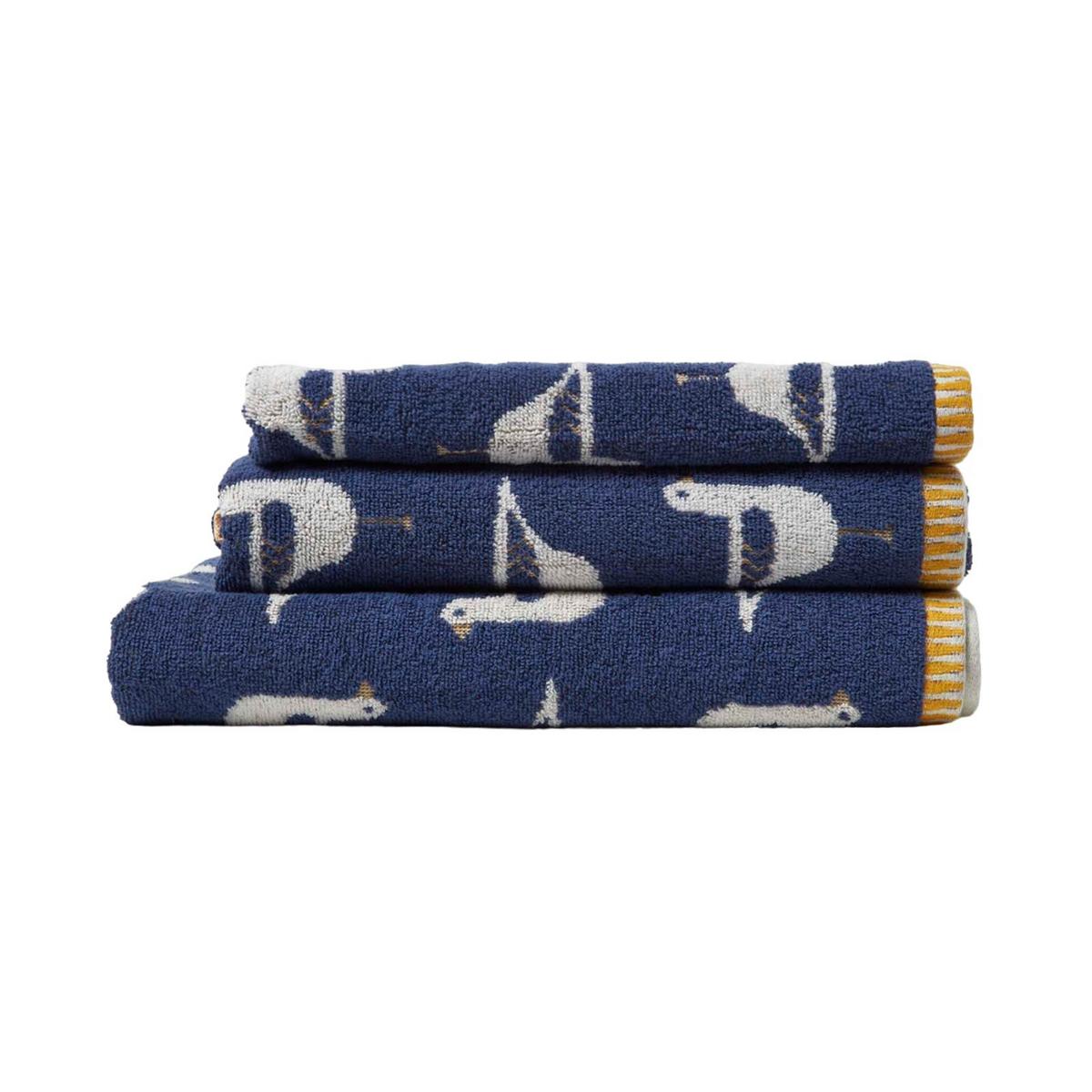 HANDTUCH Möwen blau - Dunkelblau, Textil (50/85cm) - Homescapes