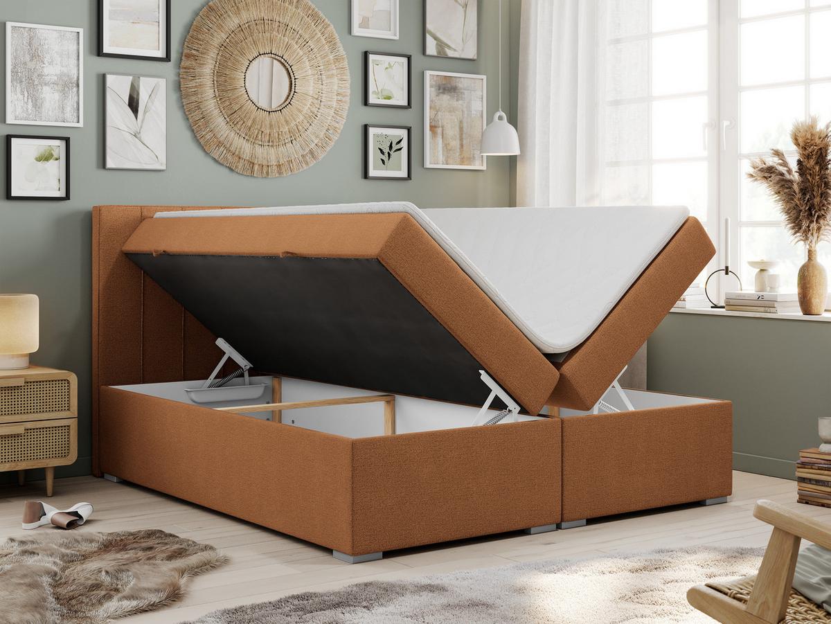 BOXBETT ALLY 160/200 Orange Struktur - H3 - Orange, Holz/Textil (160/200cm) - MKS