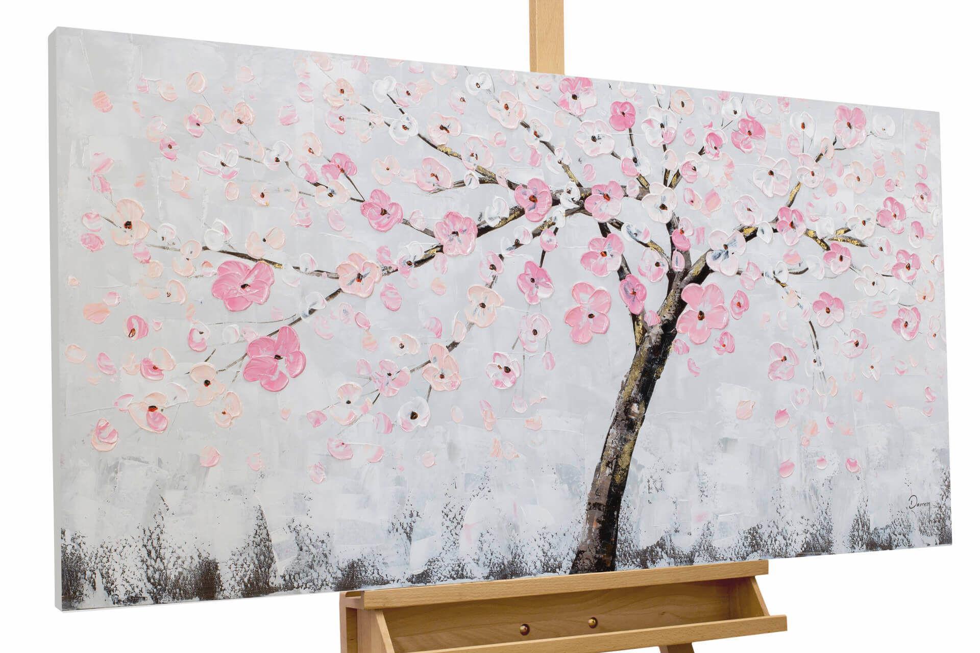 ACRYLBILD HANDGEMALT 120/60 cm - Pink/Grau, Holz/Textil (120/60cm) - KUNSTLOFT