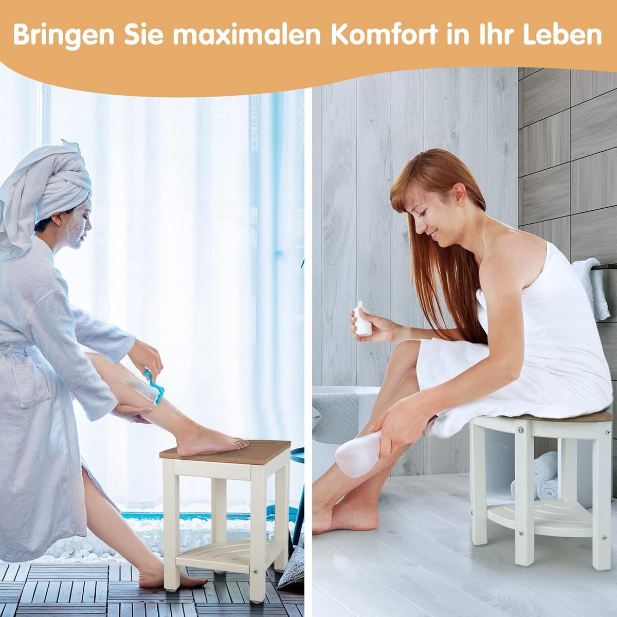 DUSCHBANK Bad Braun - Braun, Kunststoff (33/44/33cm) - COSTWAY