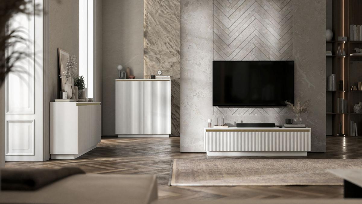 KOMMODE Selene 3D Weiß Matt Glamour 167 cm - Weiß, Holzwerkstoff (166.8/71.4/35cm) - Meble Lindner