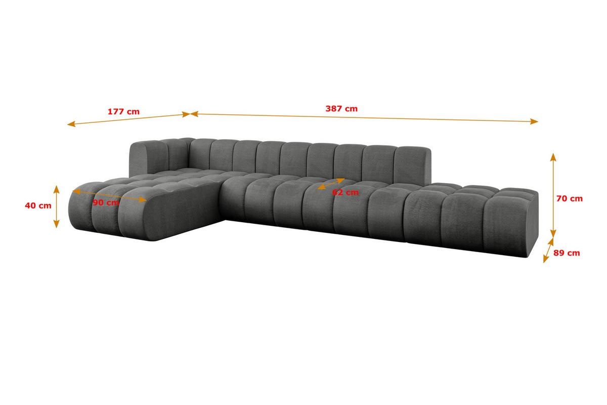 ECKSOFA modulares Sofa Zuvon-L2 - 387x177x70 cm Dunkelgrau - Dunkelgrau, Holzwerkstoff/Textil (387/177cm) - ALTDECOR