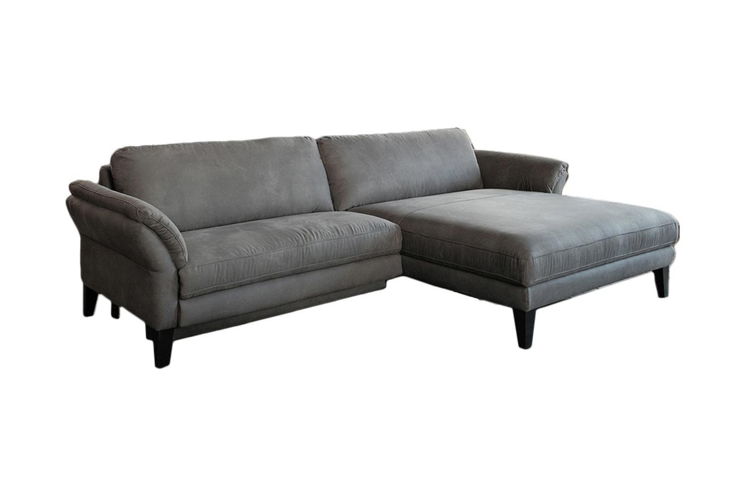 ECKSOFA MALTA Grau Webstoff - Schwarz/Grau, Buchenholz/Textil (302/175cm) - KAWOLA