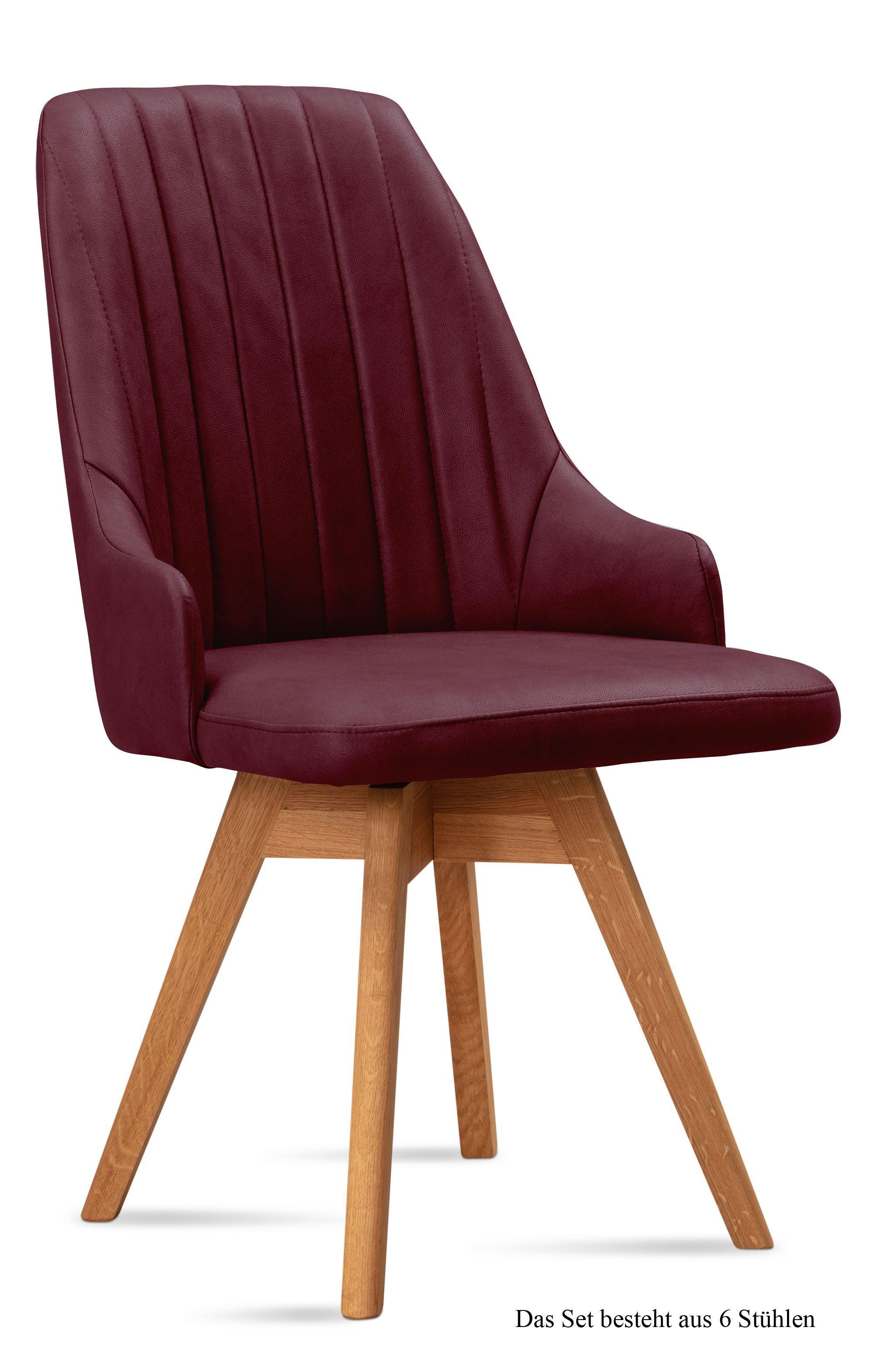 ESSZIMMERSTUHL drehbar (6er-Set) Dotti 52x91x60 Eiche geölt/Marsala - Eichefarben/Brombeere, Kunststoff (60/91/52cm) - 58aufmkessel