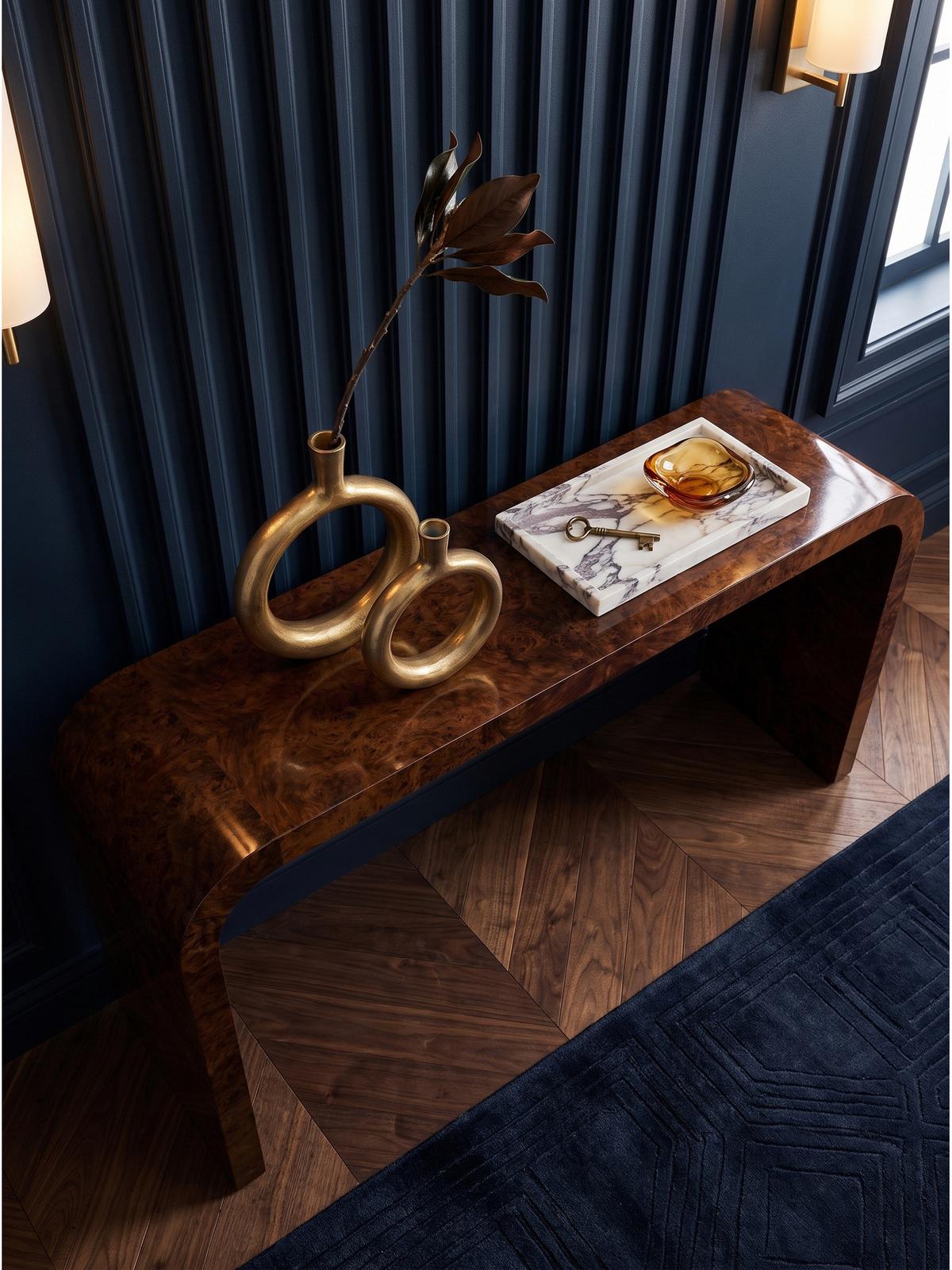 VASEN 2er-Set BAVENO, Aluminium, handgefertigt, Gold, 35 x 7 x 45 cm - Goldfarben, Metall (45cm) - KADIMA DESIGN