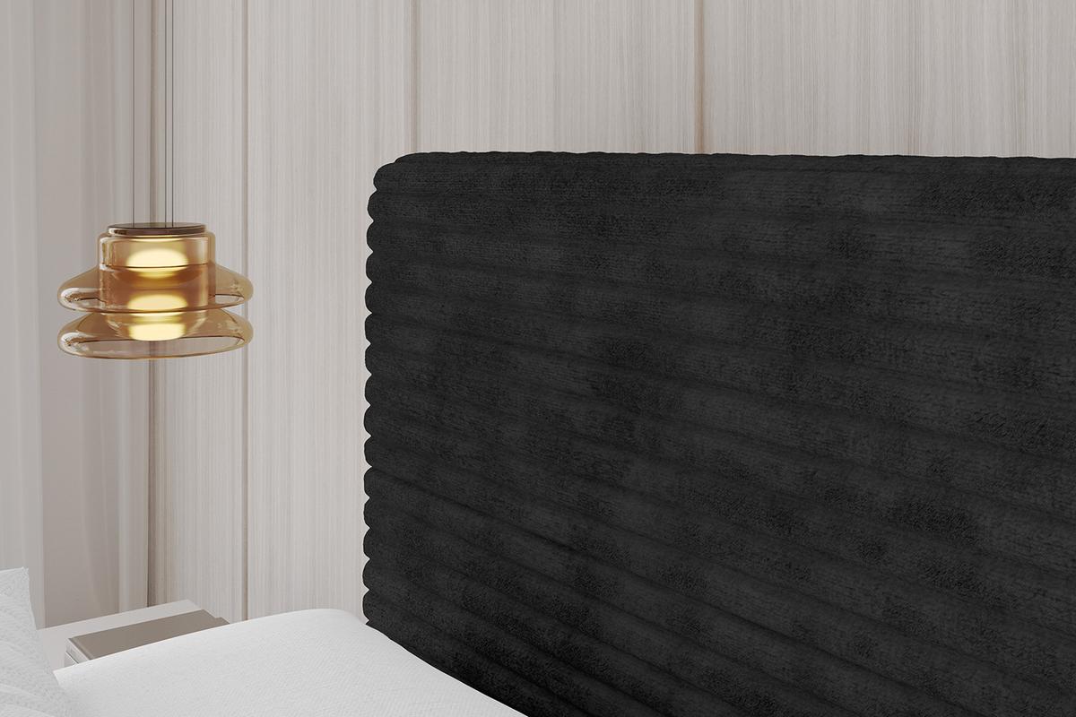 POLSTERBETT mit Bettkasten, Fußteil und Lattenrost, Boxbett mit Matratze H3/H4 - ALOVA-Z 120x200 Schwarz - Schwarz, Holzwerkstoff/Textil (120/200cm) - ALTDECOR