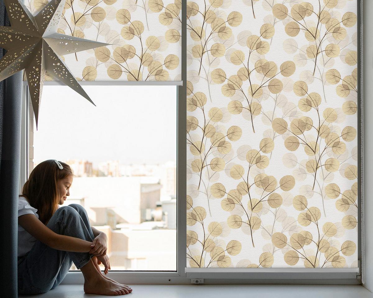 INNENROLLO - Fensterrollo - Rollo - 100x100 cm - Gelbe Zweige - Gelb, Kunststoff (100/100/0.5cm) - TULUP
