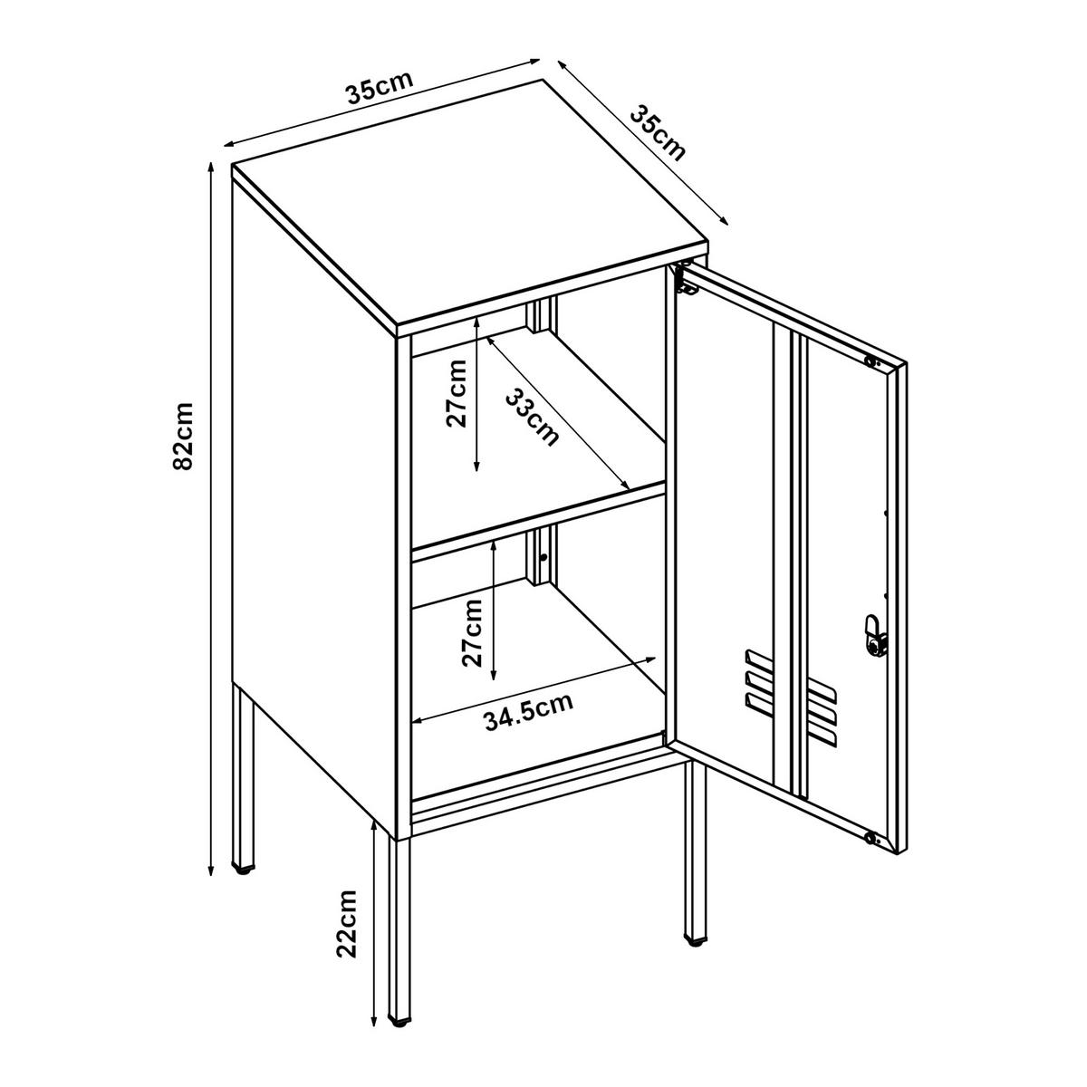 NACHTSCHRANK Hausjärvi - Weiß, Metall (35/82/35cm) - [en.casa]