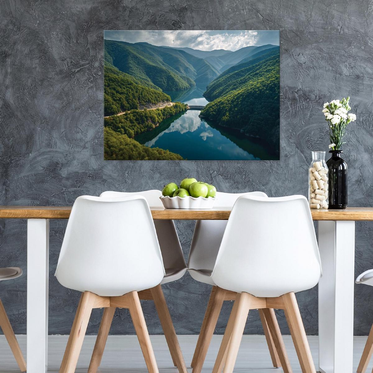 LEINWANDBILD Gebirge Landschaft Grün 120x80 cm - Multicolor, Holzwerkstoff (120/80cm) - Wallarena