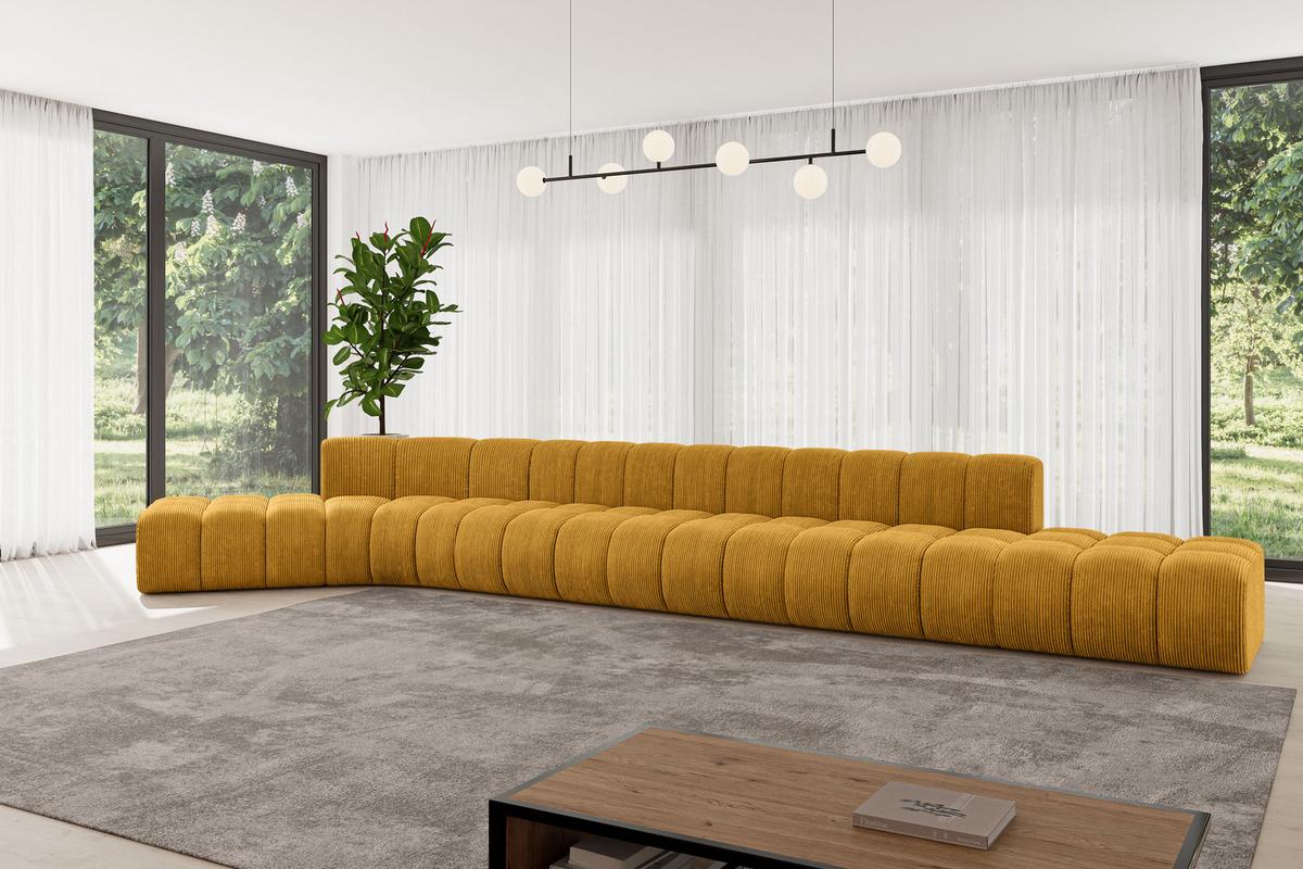 ECKSOFA modulares Sofa Solven-L3 - 562x174x70 cm Senfgelb - Currygelb, Holzwerkstoff/Textil (562/174cm) - ALTDECOR