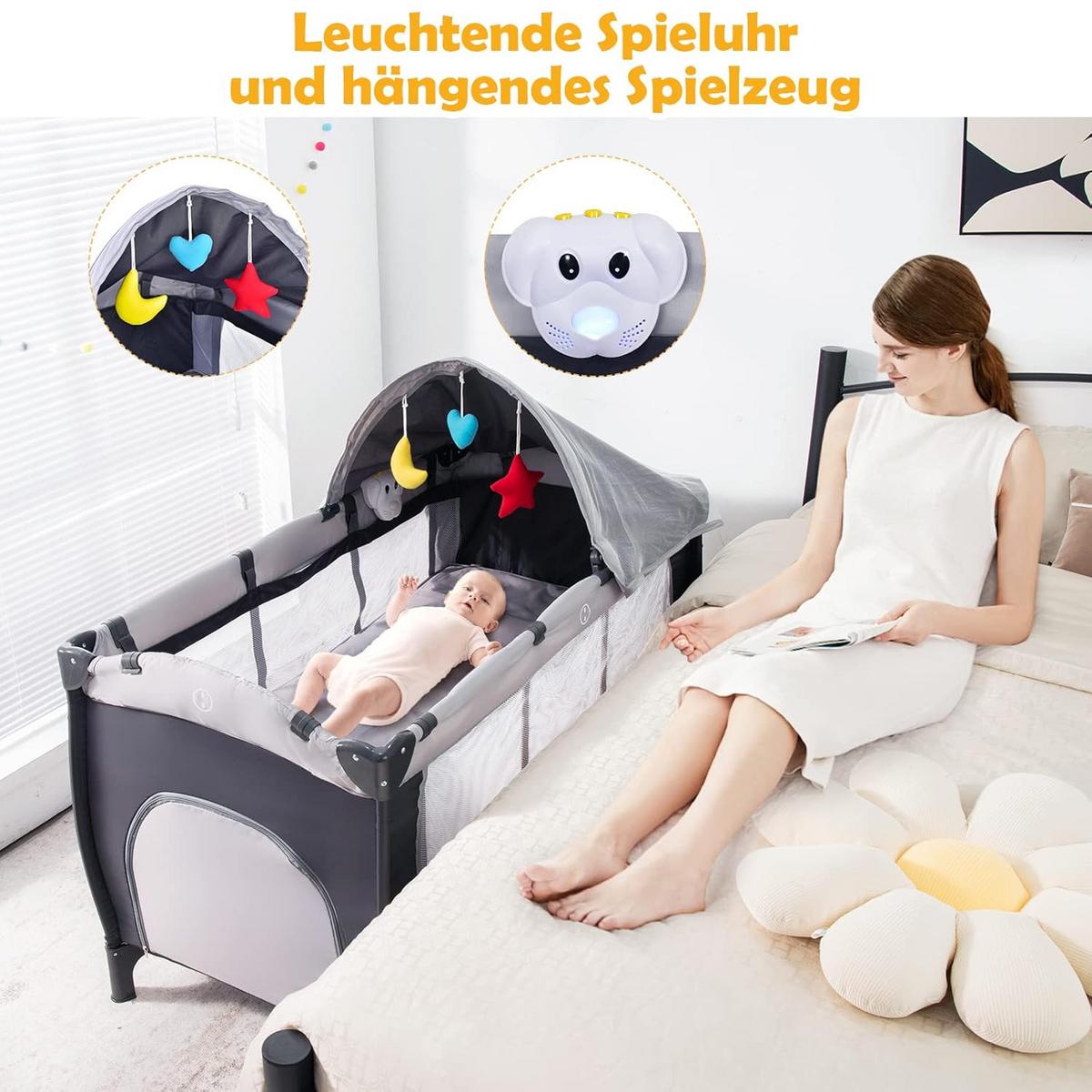 BABYWIEGE Grau - Grau, Metall - COSTWAY