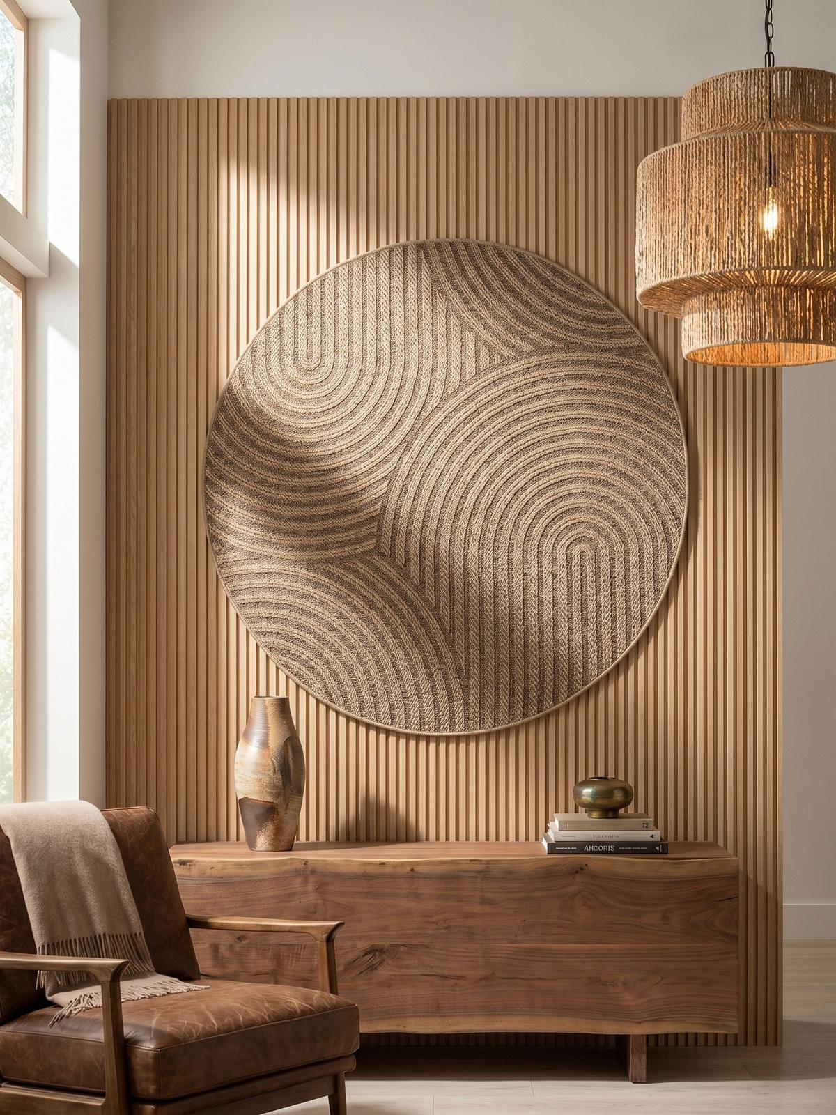 TEPPICH Outdoor ARLBERG in Beige, in Jute-Optik, Ø 160 cm - Beige, Textil (160/160cm) - KADIMA DESIGN