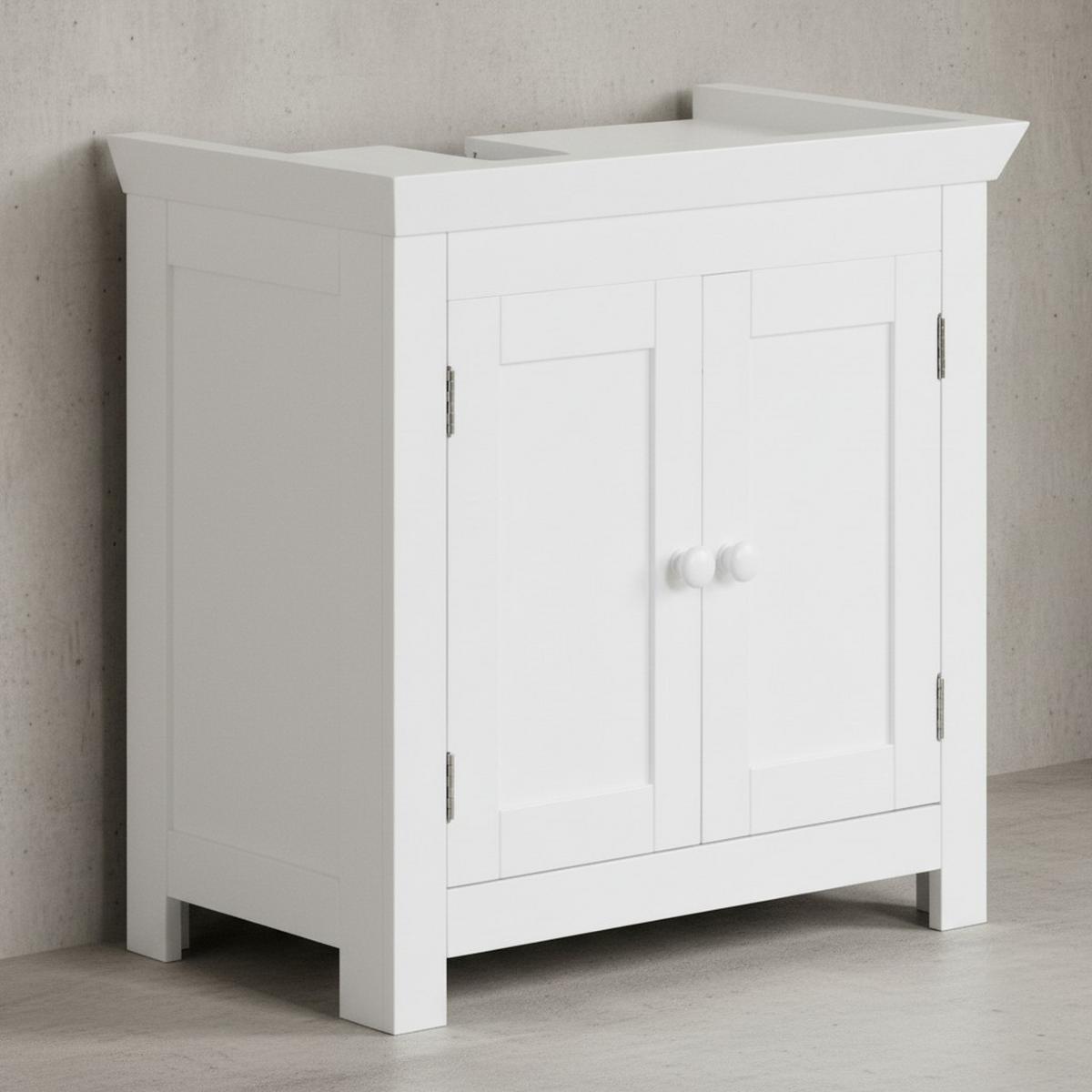 WASCHBECKENUNTERSCHRANK Weiß 50x25x41 cm im Landhausstil aus MDF - Weiß, Holz/Holzwerkstoff (57/56/30cm) - KADIMA DESIGN