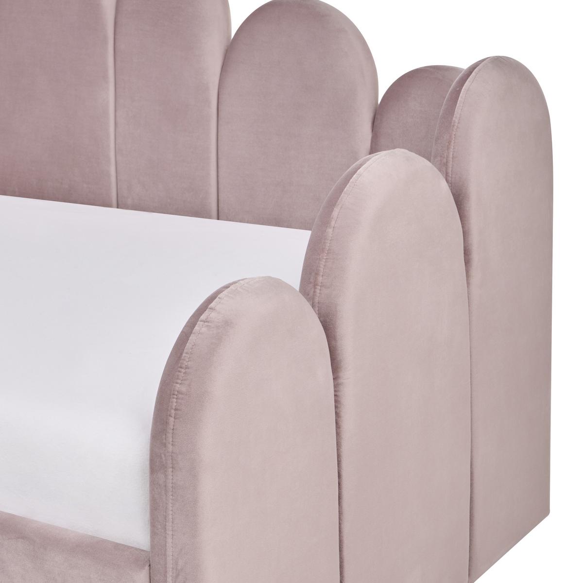 BETT mit Stauraum 90/200 cm Samtstoff Pastellrosa Polignac - Pink, Textil (90/200cm) - Beliani