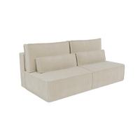 BETTSOFA LINO Creme Kordstoff mit Schlaffunktion - Creme, Textil (97/87/198cm) - MASSENO