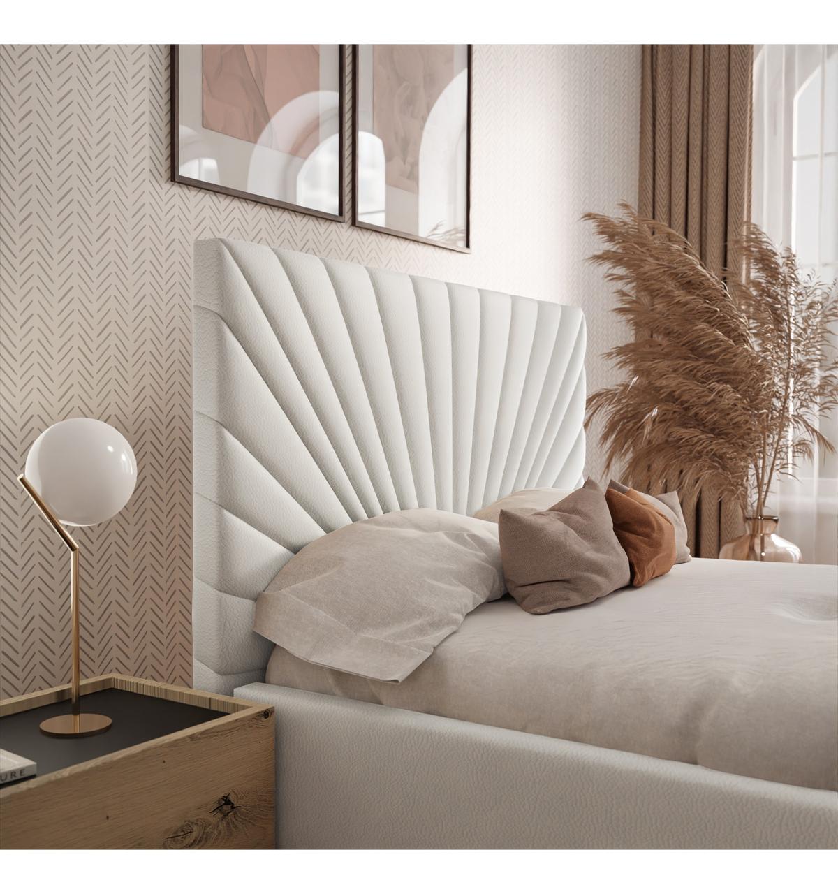 POLSTERBETT SUNNY 160x200 cm Madryt 920, 34 Holzlatten, Kopfteil 131 cm - Weiß, Textil (160/200cm) - Lookway