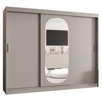 SCHIEBETÜRENSCHRANK mit Spiegel ROYAL 200/250/62 3-türig - Kaschmir/Silberfarben, Holz (250/62/250cm) - MÖBEL KRYSPOL