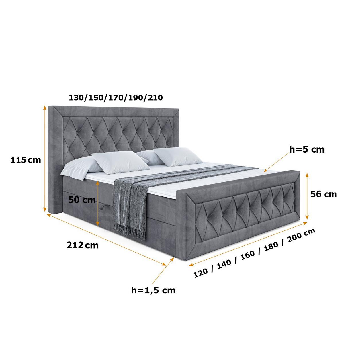 BOXBETT NOEL-Z - 180 x 200 - H4 - Dunkelgrau - Dunkelgrau, Holzwerkstoff (180/200cm) - ALTDECOR