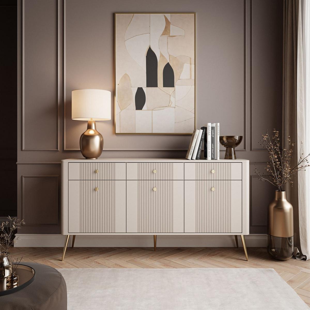 KOMMODE ELYSIA KASCHMIR 3D3S mit Schubladen - Kaschmir, Holzwerkstoff (165/89/39cm) - Lookway