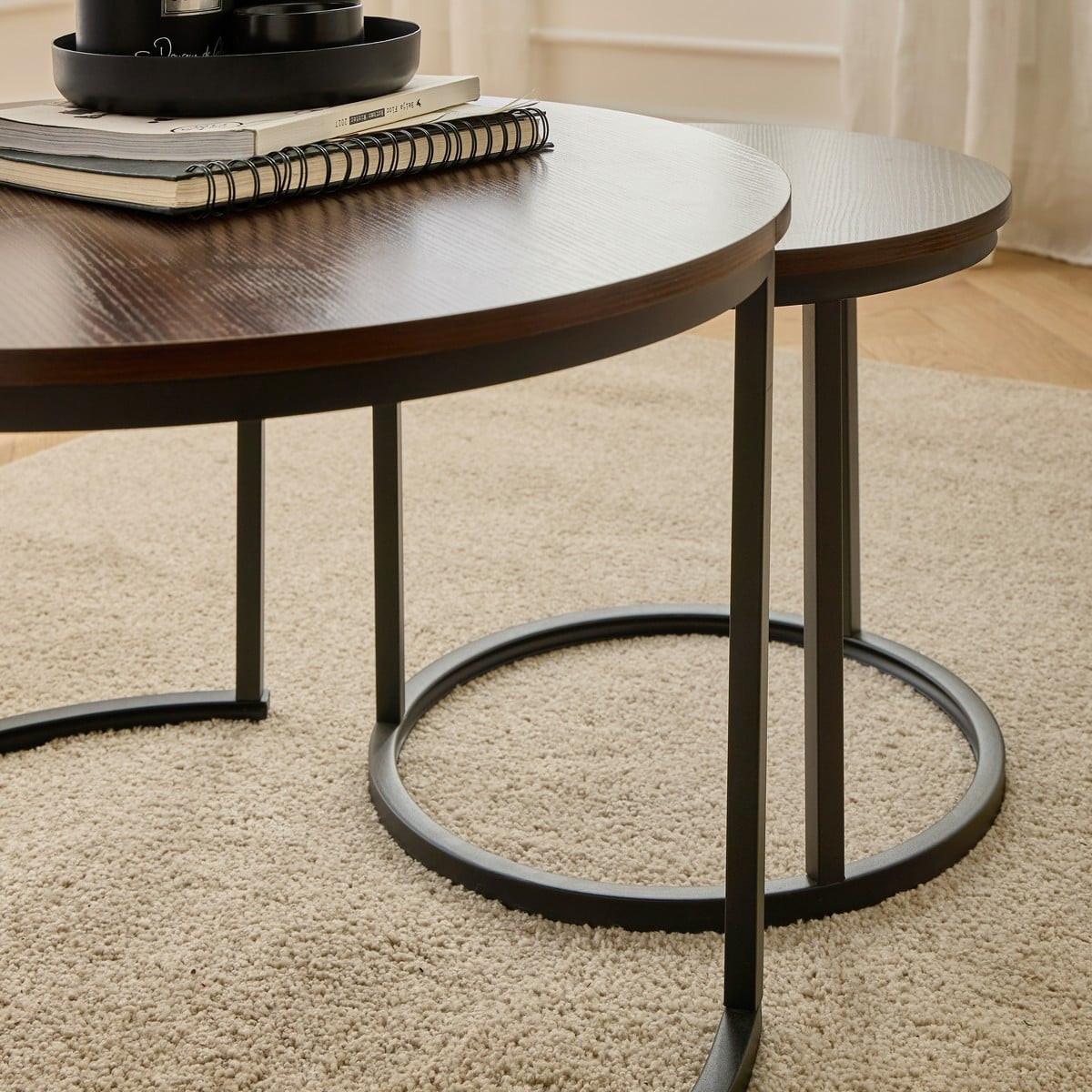 BEISTELLTISCH im 2er-Set - 70/70/45,5 cm - Schwarz, Holzwerkstoff (77.5/70/45.5cm) - Calicosy