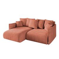 ECKSOFA Ottomane links ONESK-L 216x177x72 Apricot Velours - Koralle, Holzwerkstoff/Kunststoff (216/177cm) - ALTDECOR