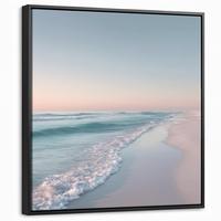 LEINWAND Bilder mit Rahmen - Küstenlinie - Pastell - Wasser - 50x50 - Pastellblau, Textil (50/50cm) - MuchoWow