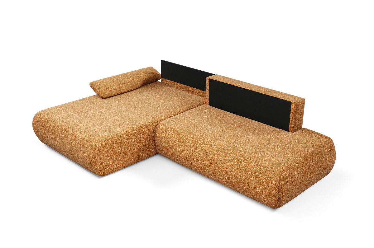 ECKSOFA DELTA L-S Braun Geflochtener Stoff mit Schlaffunktion - Braun, Holz (286/173.5cm) - MASSENO