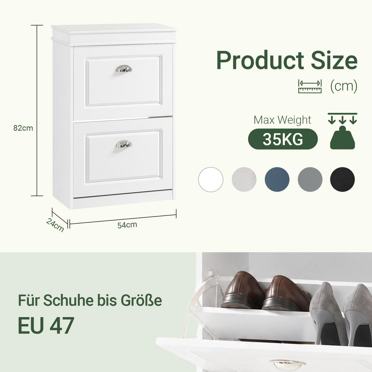 SCHUHSCHRANK Weiß - Weiß, Holzwerkstoff (53/82/24cm) - SoBuy