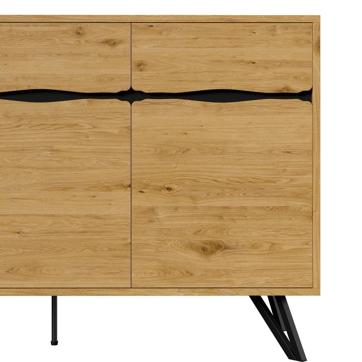 SIDEBOARD Eiche Nachbildung mit 4 Türen und Stabilem Gestell - Eichefarben, Holzwerkstoff/Metall (140/76/40cm) - Urban Meuble