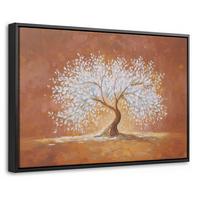 LEINWAND Bilder mit Rahmen - Abstrakt - Baum - Weiß - Blätter - 30x20 - Braun, Textil (30/20cm) - MuchoWow
